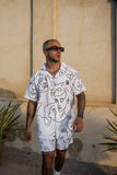 RESORT SHORTS - FACES WHITE