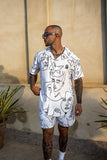 RESORT SHORTS - FACES WHITE