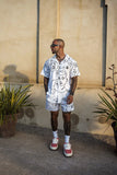 RESORT SHORTS - FACES WHITE