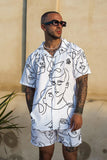 RESORT SHORTS - FACES WHITE