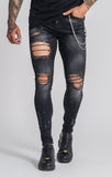 BLACK STUDIO 54 JEANS WITH SILVER CHAINS