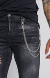 BLACK STUDIO 54 JEANS WITH SILVER CHAINS