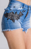 LIGHT BLUE ROSES BLOOM SHORTS