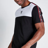 11 Degrees Colour Block Taped Piping T-Shirt - Black/White