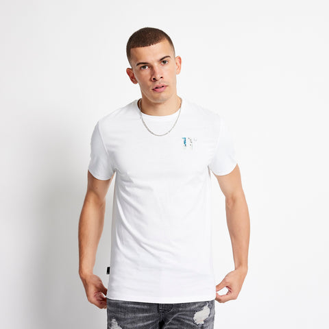 Printed Sleeve Cuff Logo T-Shirt - White / Floral