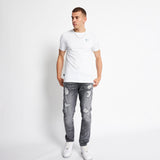 Printed Sleeve Cuff Logo T-Shirt - White / Floral