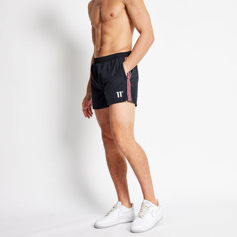 Stripe Taped Swim Shorts - Black