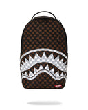 BROWN AND CREAM DRIP CHECK SHARK BACKPACK