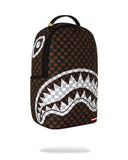 BROWN AND CREAM DRIP CHECK SHARK BACKPACK