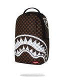 BROWN AND CREAM DRIP CHECK SHARK BACKPACK