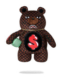 SHARKS IN PARIS WTF BUBBLE BROWN CHECK MONEYBEAR BACKPACK