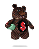 SHARKS IN PARIS WTF BUBBLE BROWN CHECK MONEYBEAR BACKPACK