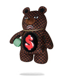 SHARKS IN PARIS WTF BUBBLE BROWN CHECK MONEYBEAR BACKPACK