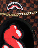 SHARKS IN PARIS WTF BUBBLE BROWN CHECK MONEYBEAR BACKPACK