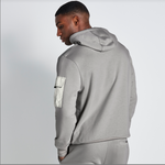 WOVEN POCKET HOODIE - VAPOUR GREY