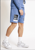 VARSITY GRAPHIC SWEAT SHORTS - SHADOW BLUE