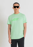 T-SHIRT REGULAR FIT IN COTONE CON VERDE BRILLANTE