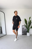 CARPENTER DENIM SHORTS - BLACK