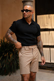 PORTOFINO RIBBED POLO - BLACK