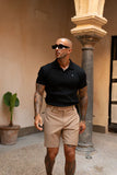 PORTOFINO RIBBED POLO - BLACK