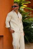 CAMISA VARELLI LINEN - OATMEAL