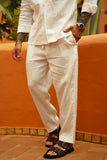 PANTALON VARELLI LINEN - OATMEAL