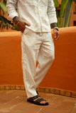 PANTALON VARELLI LINEN - OATMEAL