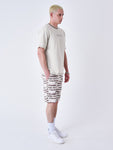 Car Racing Print Swim Shorts - Greige