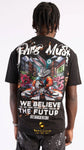 Camiseta Left Point Negra Pedrería Brillante We Believe The Future