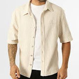Camisa Manga Corta Texturada 2610303 Beige Claro