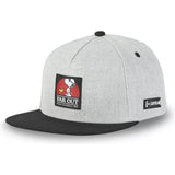 Gorra plana gris y negra snapback Snoopy Far Out NAW3 Peanuts de Capslab