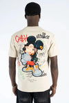 Camiseta Left Point Beige Pedrería Brillante Mickey Mouse