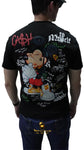 Camiseta Left Point Negra Pedrería Brillante Mickey Mouse