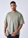 Street embroidered heart T-shirt - Olive
