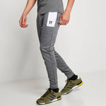 11 Degrees Cut and Sew Track Pants - Mid Grey Marl/White