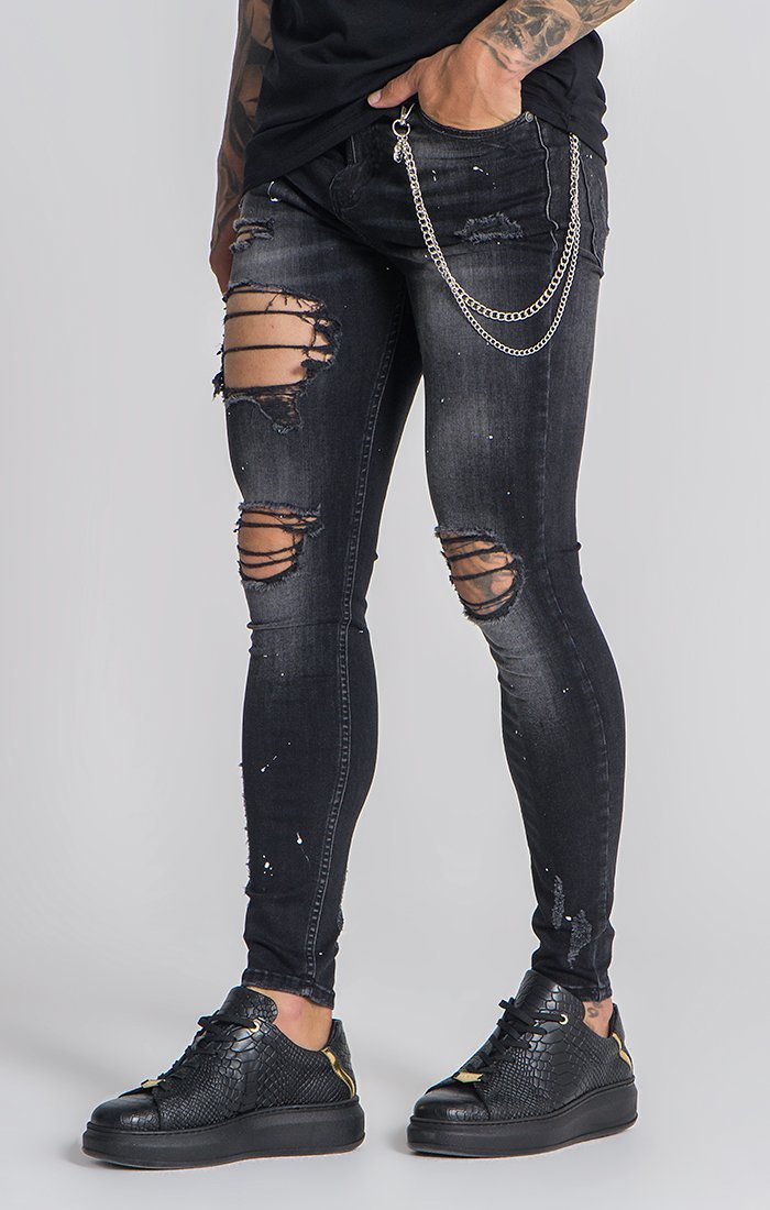 BLACK STUDIO 54 JEANS WITH SILVER CHAINS – Urban Fashion Tenerife Online