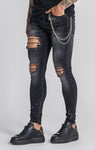 BLACK STUDIO 54 JEANS WITH SILVER CHAINS