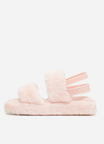 Gym King Faux Fur Slippers - Rose