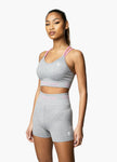 Gym King Intention Multi-Rib Sports Bra - Grey Marl/Cosmic Pink