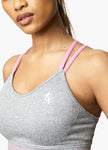 Gym King Intention Multi-Rib Sports Bra - Grey Marl/Cosmic Pink