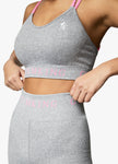 Gym King Intention Multi-Rib Sports Bra - Grey Marl/Cosmic Pink