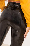 Leggings de vinilo con cremallera Sixth June negro